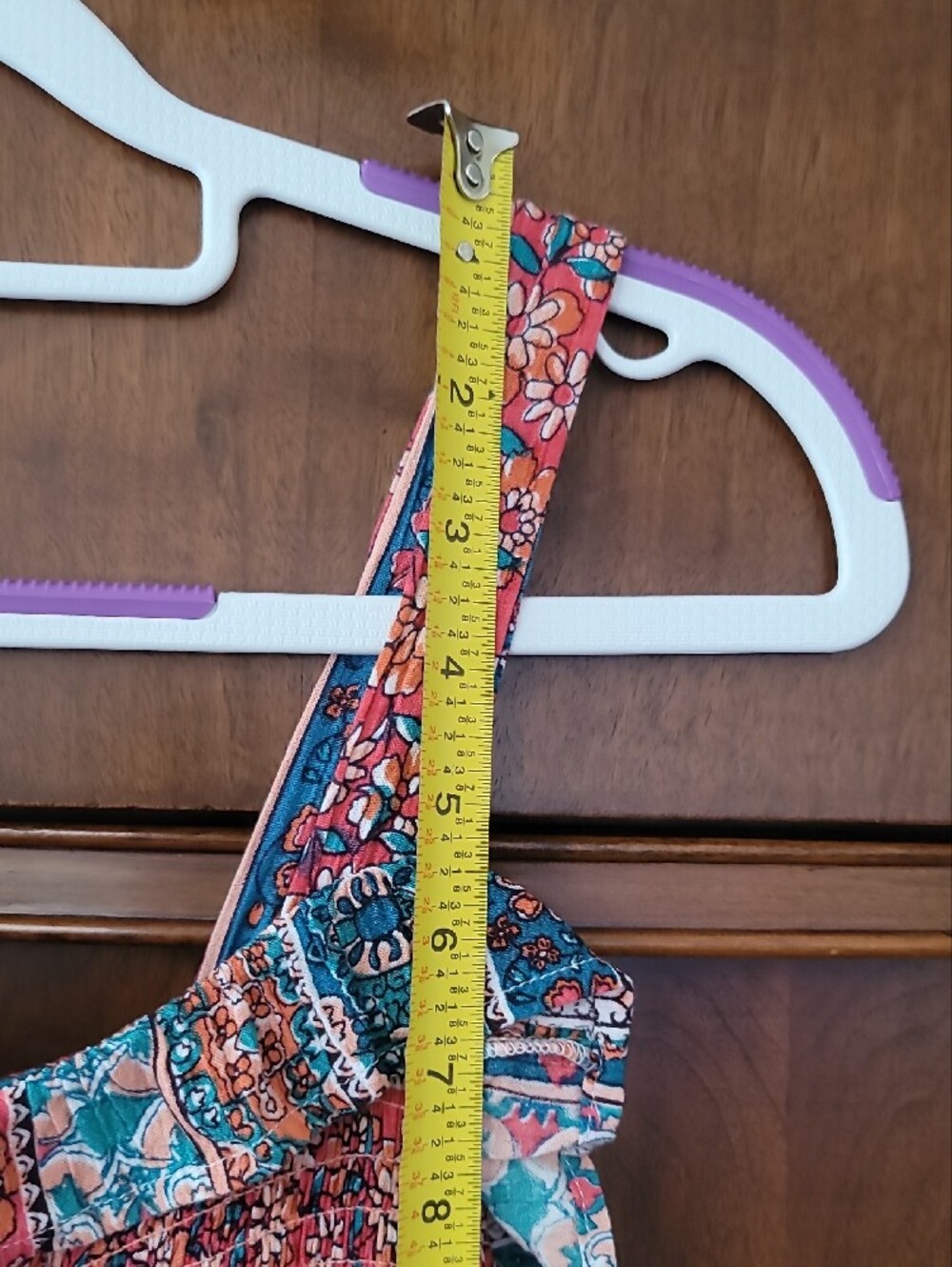 Angie Boho Chic Floral Sundress in Teal, Coral & Indigo - Picture 10 of 13